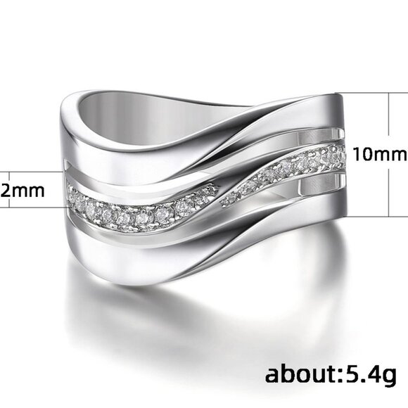 Refine Three Layers Wave Zircon Macro Pave Rings for Women, PD389 - Picture 7 of 7